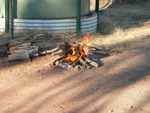 The glorious fire that we cooked out roast lamb on